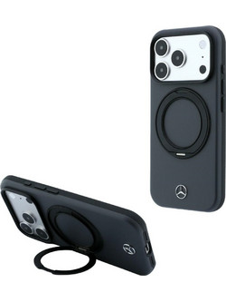 Mercedes-Benz Leather with Ring Stand MagSafe Θήκη iPhone 18 Pro / 17 Pro Dark Gray