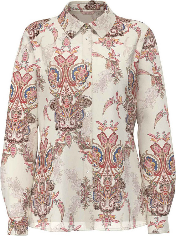 Guess Clouis Γυναικείο Πουκάμισο Printed Μπεζ W6YH68W3212