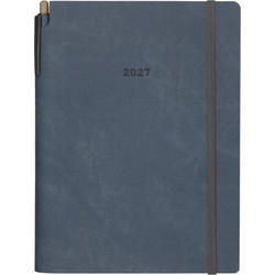 Next ημερολόγιο 2027 Denim ημερήσιο flexi μπλε 14x21εκ. με θήκη για στυλό αριστερά και λάστιχο. Δυνατότητα εκτύπωσης