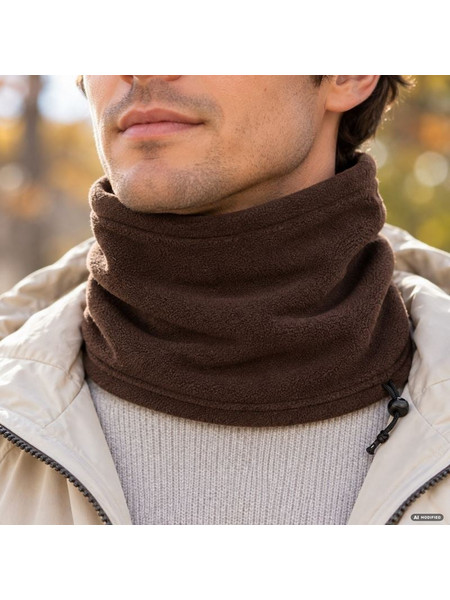 Λαιμός Ανδρικός Χειμερινός Καφέ Fleece με Κορδόνι
