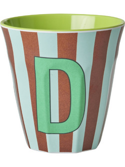 Rice - Melamine Cup with the Letter D - Brown and Green - Medium - 250 ml