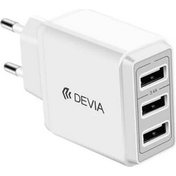 Devia Smart Φορτιστής Χωρίς Καλώδιο με 3 Θύρες USB-A 17W White