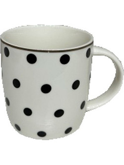 Jolie Rombus Κουπα New Bone China Λευκο Μαυρο Χρυσο 9x9x9 - Liberta - Λευκό,Μαύρο,Χρυσό