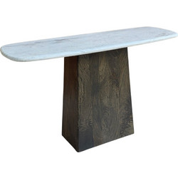 Bords Κονσολα Λευκο Μαρμαρο Καρυδι Σκουρο 130x45x76cm - Liberta