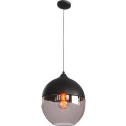 POWERTECH φωτιστικό οροφής HLL-0028, E27, 20x20cm, γυάλινο, μαύρο