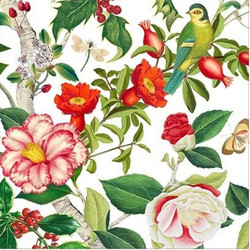 Xαρτοπετσέτες Cocktail Christmas Chinoiserie White 12.5x12.5cm Caspari (20 Tεμάχια)