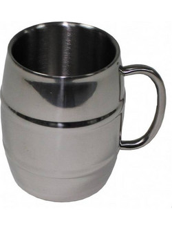 MFH Mug Barrel 450ml (Double Walled) Stainless Steel