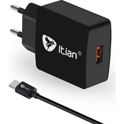 Itian micro USB Cable & USB Wall Adapter Black K6