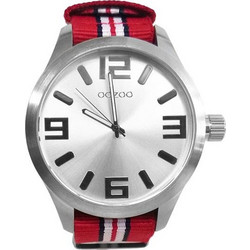 Oozoo Timepieces Ανδρικό Ρολόι με Κόκκινο Υφασμάτινο Λουράκι 6600