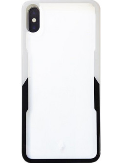 ttec Hard Back Cover Case Transparent Back with Black and White Bumper for iPhone X / XS