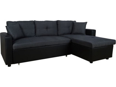 HomeMarkt Wayne Γωνιακός Καναπές Κρεβάτι από Δερματίνη Μαύρος 220x146x86cm HM3028.01