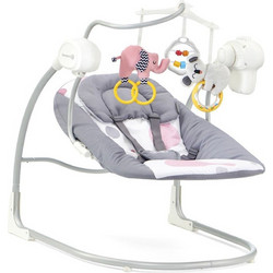 Kinderkraft Minky Swing Relax Μωρού Κούνια με Μουσική έως 9kg Ροζ Γκρι KKBMINKYPNK000