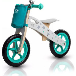 Kinderkraft Runner Stars Παιδικό Ποδήλατο Ισορροπίας Ξύλινο Λευκό Τιρκουάζ