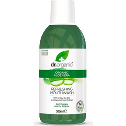 Dr. Organic Aloe Vera Στοματικό Διάλυμα για Ευαίσθητα Δόντια & Προστασία Ούλων Κατά της Πλάκας 500ml