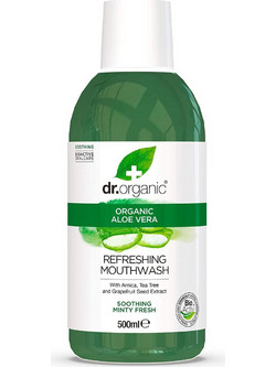 Dr. Organic Aloe Vera Στοματικό Διάλυμα για Ευαίσθητα Δόντια & Προστασία Ούλων Κατά της Πλάκας 500ml