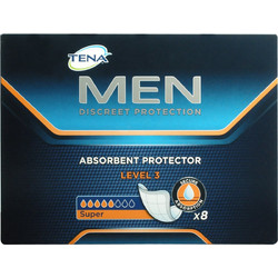 Tena Men Absorbent Protector Level 3 Super Επιθέματα Ακράτειας 5 Σταγόνες 8τμχ
