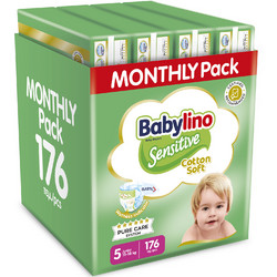 Babylino Sensitive Cotton Soft Monthly Pack Πάνες No5 11-16kg 176τμχ