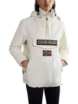 Napapijri Rainforest Γυναικείο Μπουφάν Χειμωνιάτικο Pullover Μακρύ Αδιάβροχο Λευκό NA4GM5-N1A