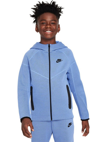 Nike Παιδική Ζακέτα Fleece με Κουκούλα και Φερμουάρ Γαλάζια FJ6023-450