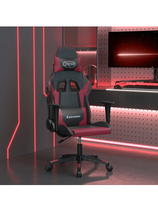 vidaXL Καρέκλα Gaming Δερματίνης με Ρυθμιζόμενα Μπράτσα Μαύρη Μπορντό 345452
