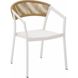Varossi Beluga Πολυθρόνα Κήπου Rattan Μπεζ Λευκή 900-290