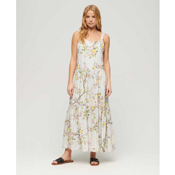 Superdry Midi Καλοκαιρινό Καθημερινό Φόρεμα Floral Εκρού W8011725A-2HA