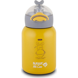Nava We Care Παιδικό Μπουκάλι Θερμός Ανοξείδωτο BPA Free με Καλαμάκι Κίτρινο 350ml