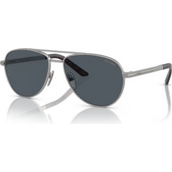 Prada PRA54S 7CQ09T Ανδρικά Γυαλιά Ηλίου Aviator Μεταλλικά Ασημί με Μαύρο Polarized Φακό