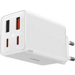 Baseus Φορτιστής χωρίς Καλώδιο με 2 Θύρες USB-A & 2 Θύρες USB-C 65W GAN6 Pro White