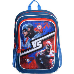 SunCe Captain America Σχολική Τσάντα Πλάτης Δημοτικού Μπλε CAP-7860