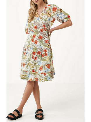 Mexx Midi Καλοκαιρινό Καθημερινό Φόρεμα Floral Λευκό MF006306841W