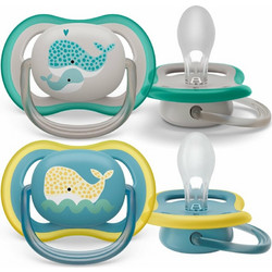 Philips Avent Ultra Air Ανατομικές Ορθοδοντικές Πιπίλες Σιλικόνης 18m+ Whales 2τμχ SCF349/24