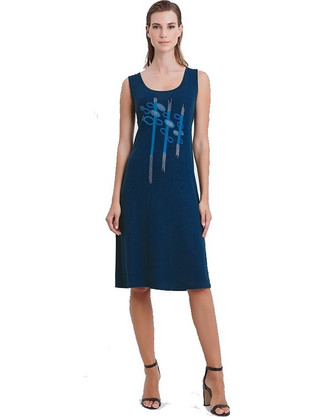 Giota Midi Καλοκαιρινό Καθημερινό Φόρεμα Navy Μπλε 4349