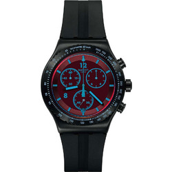 Swatch Ανδρικό Ρολόι Χρονογράφος με Μαύρο Καουτσούκ Λουράκι YVB417