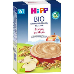 Hipp Bio Βιολογική Βρεφική Κρέμα Δημητριακών με Γάλα Βρώμη και Μήλο 6m+ Χωρίς Ζάχαρη 250gr