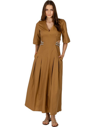 AGGEL Midi Καλοκαιρινό Καθημερινό Φόρεμα Καφέ SS43047KF-1022