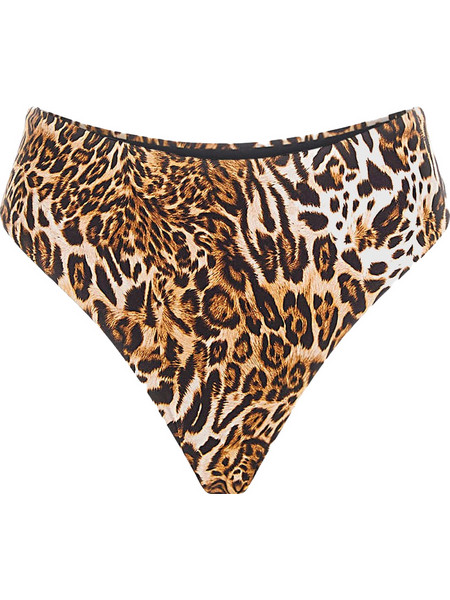 Guess Ψηλόμεσο Bikini Slip Animal Print Καφέ E4GO18MC04R-P122