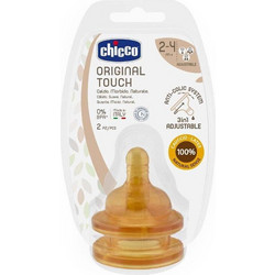 Chicco Original Touch Θηλή Καουτσούκ για Μπιμπερό 2m+ Ρυθμιζόμενης Ροής 2τμχ