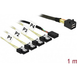 DeLOCK 85732 Καλώδιο Σκληρού Δίσκου mini SAS to 4 x 7-Pin SATA II 1m Green