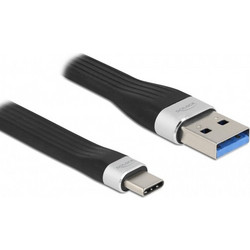 DeLOCK Flat USB-A to USB-C 15W 0.13m Black 4043619857715