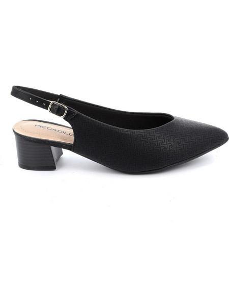 Piccadilly Ανατομικές Γόβες Slingback Δερμάτινες με Χοντρό Χαμηλό Τακούνι Μαύρες 739031-36