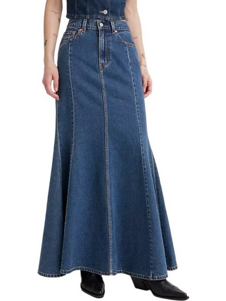 Levi's Μακριά Φούστα Τζιν Ψηλόμεση Navy Μπλε A8726-0001