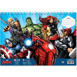 Marvel Avengers Διάφορα Σχέδια Μπλοκ Ζωγραφικής A4 40 Φύλλων με Αυτοκόλλητα 506249