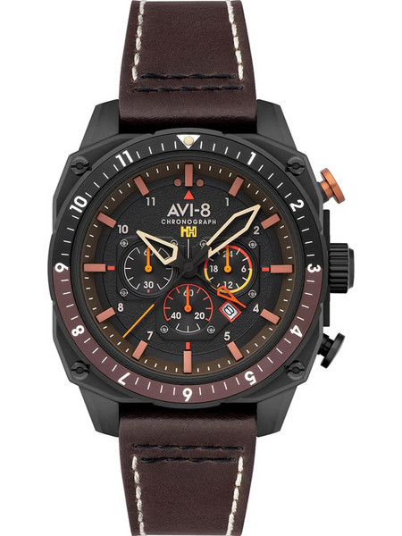 AVI-8 Hawker Ανδρικό Ρολόι Χρονογράφος με Καφέ Δερμάτινο Λουράκι AV-4100-08