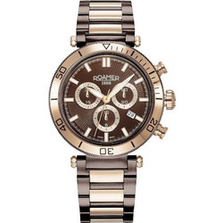 Roamer Toscana Ανδρικό Ρολόι Χρονογράφος με Καφέ Ροζ Χρυσό Μεταλλικό Μπρασελέ 994837476520
