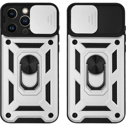 Sonique Ring Armor CamPro Back Cover Silver (iPhone 13 Pro Max)