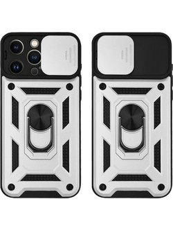 Sonique Ring Armor CamPro Back Cover Silver (iPhone 13 Pro Max)