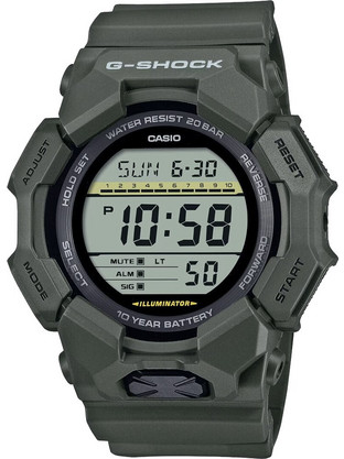 Casio G-Shock Ψηφιακό Ανδρικό Ρολόι Χρονογράφος με Χακί Καουτσούκ Λουράκι GD-010-3ER
