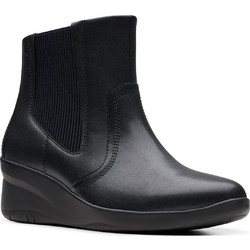 Clarks Suttyn Rae Γυναικεία Μποτάκια Chelsea Πλατφόρμα Δερμάτινα Μαύρα 26180138