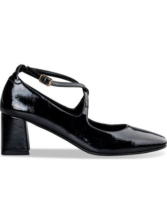 Envie Shoes Γόβες Λουστρίνι με Χοντρό Χαμηλό Τακούνι & Λουράκι Μαύρες E02-20830-34